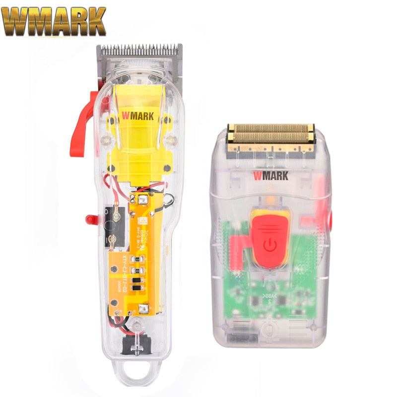 2021 WMARK New Model NG-108 Rechargeable Hair Cutting Machine Hair Clippers Trimmer Transparent Cover White Or Red Base 7300rpm - DreamWeaversStore