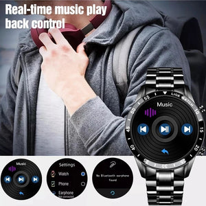 LIGE 2022 Full circle touch screen steel Band luxury Bluetooth call Men smart watch Waterproof Sport Activity fitness watch+box - DreamWeaversStore