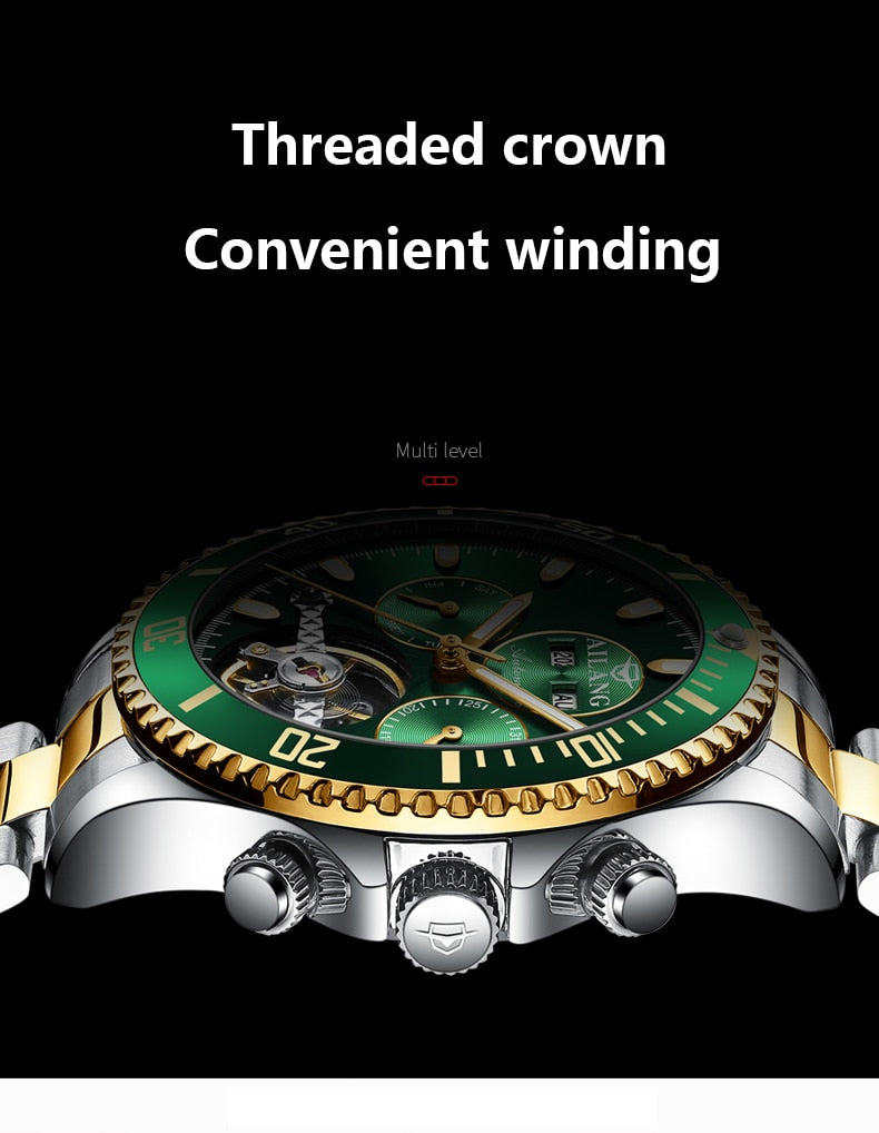 2021 Ailang Brand automatic winding mechanical Tourbillon men mechanical wristwatches waterproof fashion Luminous watch for men - DreamWeaversStore