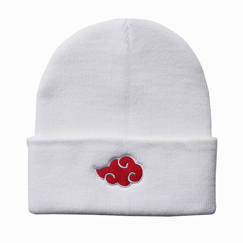 Autumn Winter Anime Hat Akatsuki Cosplay Red Cloud Embroidery Knitted Hat Woolen Cap Keep Warm Unisex - DreamWeaversStore