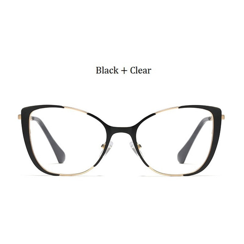 Fashionable Metal Cat Eye Glasses Spectacle Frames For Women Degree Optical Frame Filters Radiation Blu-ray Trendy Accessories - DreamWeaversStore