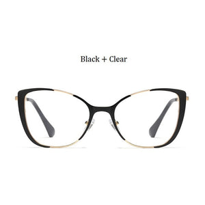 Fashionable Metal Cat Eye Glasses Spectacle Frames For Women Degree Optical Frame Filters Radiation Blu-ray Trendy Accessories - DreamWeaversStore