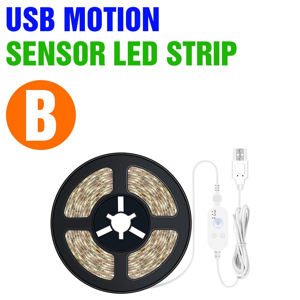 LED Strip With Motion Sensor DC5V SMD2835 Cabinet Lamp Tape Led Lights Waterproof Battery Conector Tira LED TV For Room Light - DreamWeaversStore