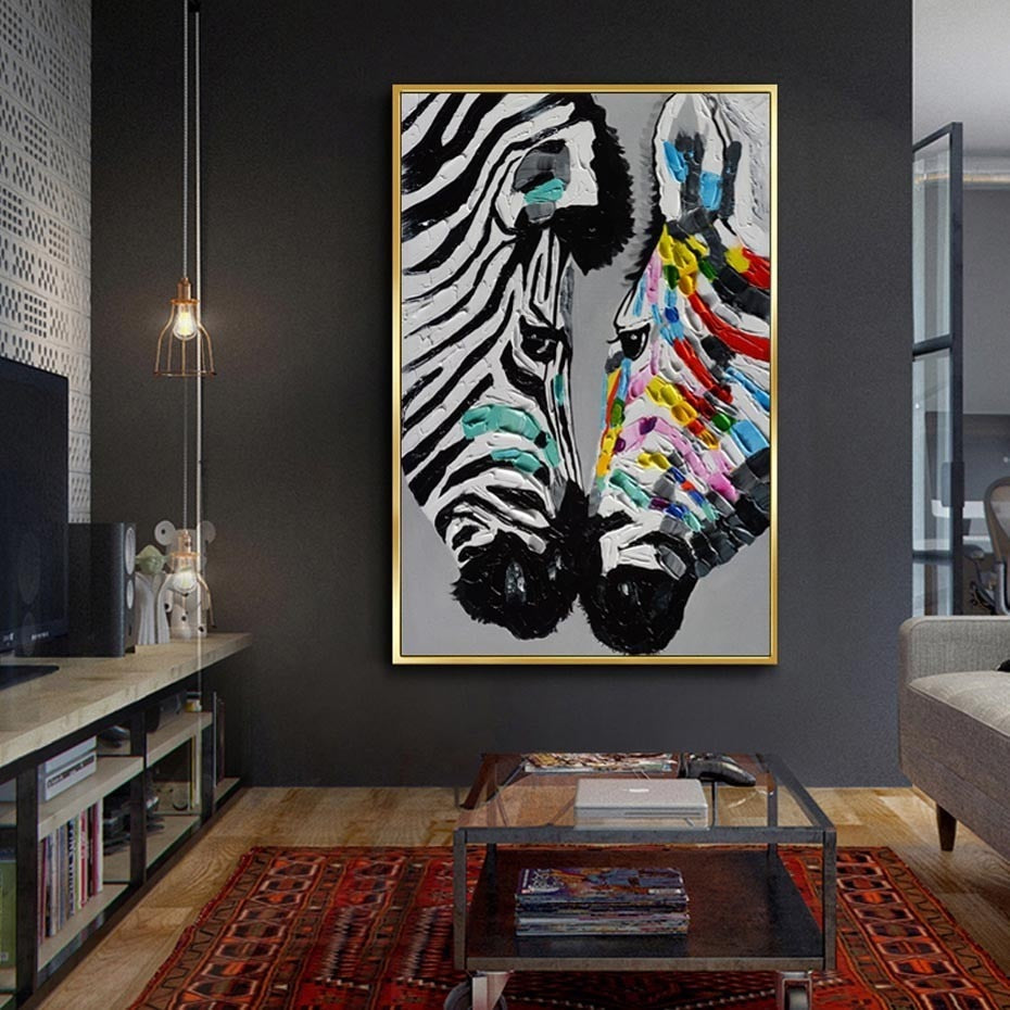 Fashion Modern Abstract Animals Printed Zebra Poster Oil Painting On Canvas Picture Wall Art for Living Room Home Decor - DreamWeaversStore