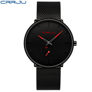 CRRJU Fashion Blue Men Watch Top Luxury Brand Minimalist Ultra-thin Quartz Watch Casual Waterproof Clock Relogio Masculino - DreamWeaversStore