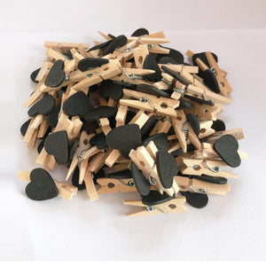 50pcs/lot Red Heart Love Wooden Clothes Photo Paper Peg Pin Mini Clothespin Postcard Clips Home Wedding Decoration Stationery - DreamWeaversStore