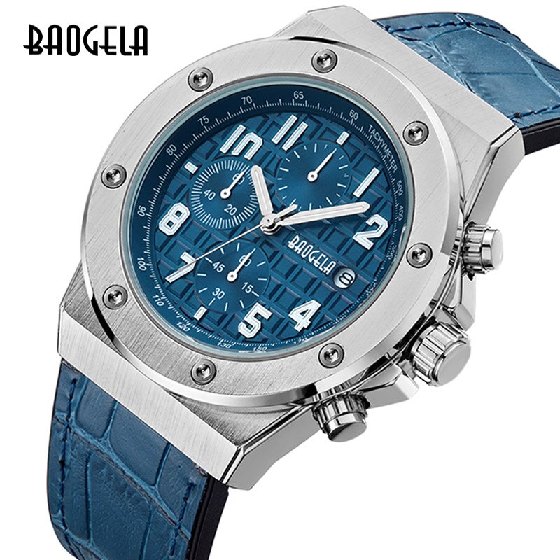 BAOGELA Homme Nouveau Quartz Montres 2019 Étanche Chronographe décontracté Lumineux Montre-Bracelet Homme En Cuir Bracelet Relog - DreamWeaversStore