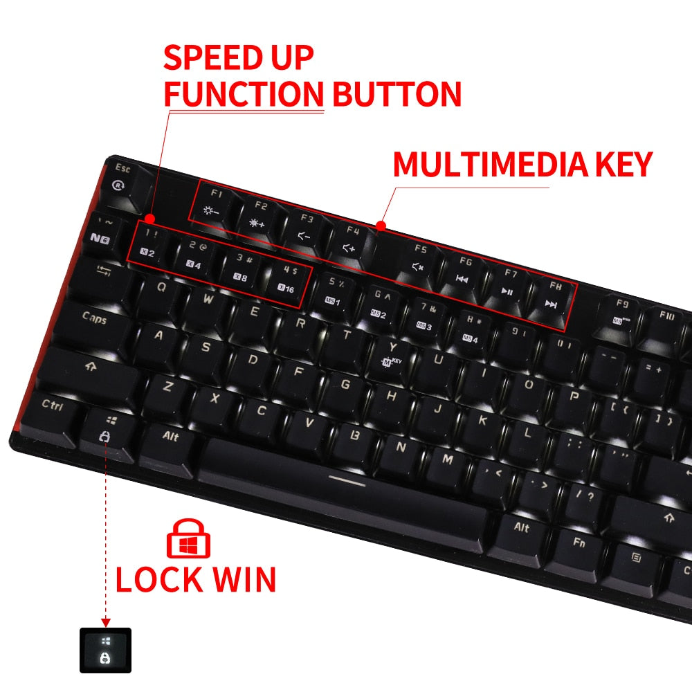 HEXGEARS GK705 Hot Swap Switch Mechanical Keyboard 104 Keys RU/US Waterproof Wired Gaming Keyboard Anti-Ghosting Backlit For PC - DreamWeaversStore
