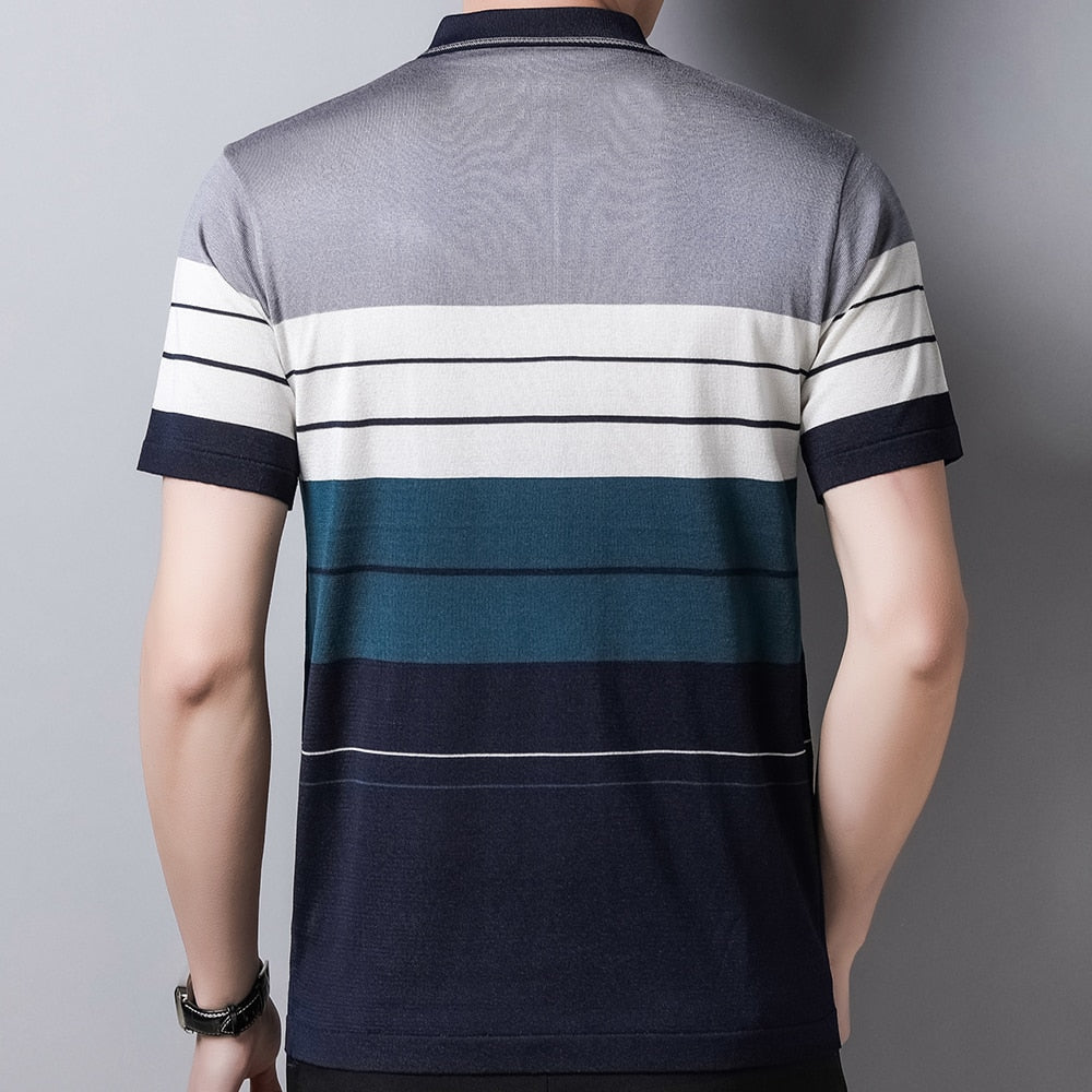 2021 Brand Short Sleeve Polo Tee Shirt Men Casual Summer Striped Men's Clothing Polos Shirts Mens Fashion Slim Fit Poloshirt 722 - DreamWeaversStore