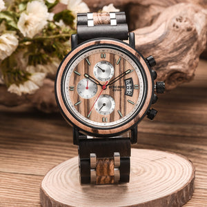 Relogio Masculino BOBO BIRD Wooden Watch Men Top Brand Luxury Stylish Chronograph Military Watches in Wooden Box reloj hombre - DreamWeaversStore