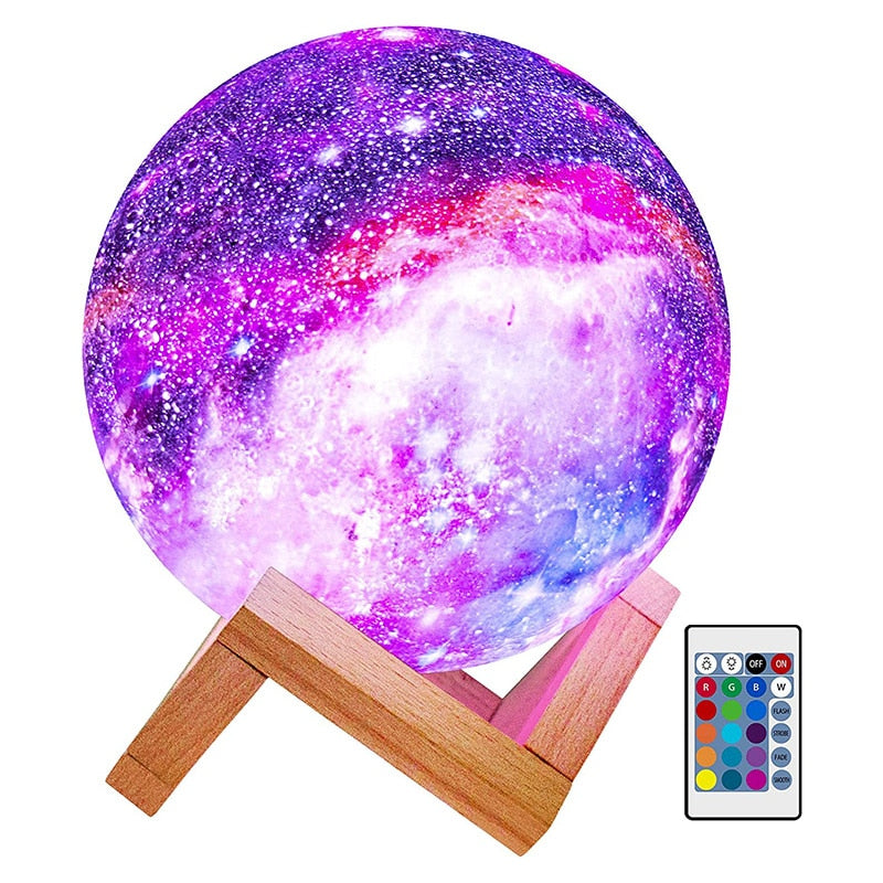 Moon Lamp Kids Night Light Galaxy Lamp 16 Colors LED 3D Star Moon Light Change Touch And Remote Control Galaxy Light For Gifts - DreamWeaversStore