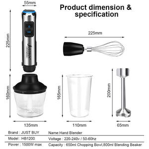 LED Factory Price 6/4 in 1 1500W Electric Stick Hand Commercial Blender Food Processor Egg Whisk Mixer Juicer Meat Grinder - DreamWeaversStore