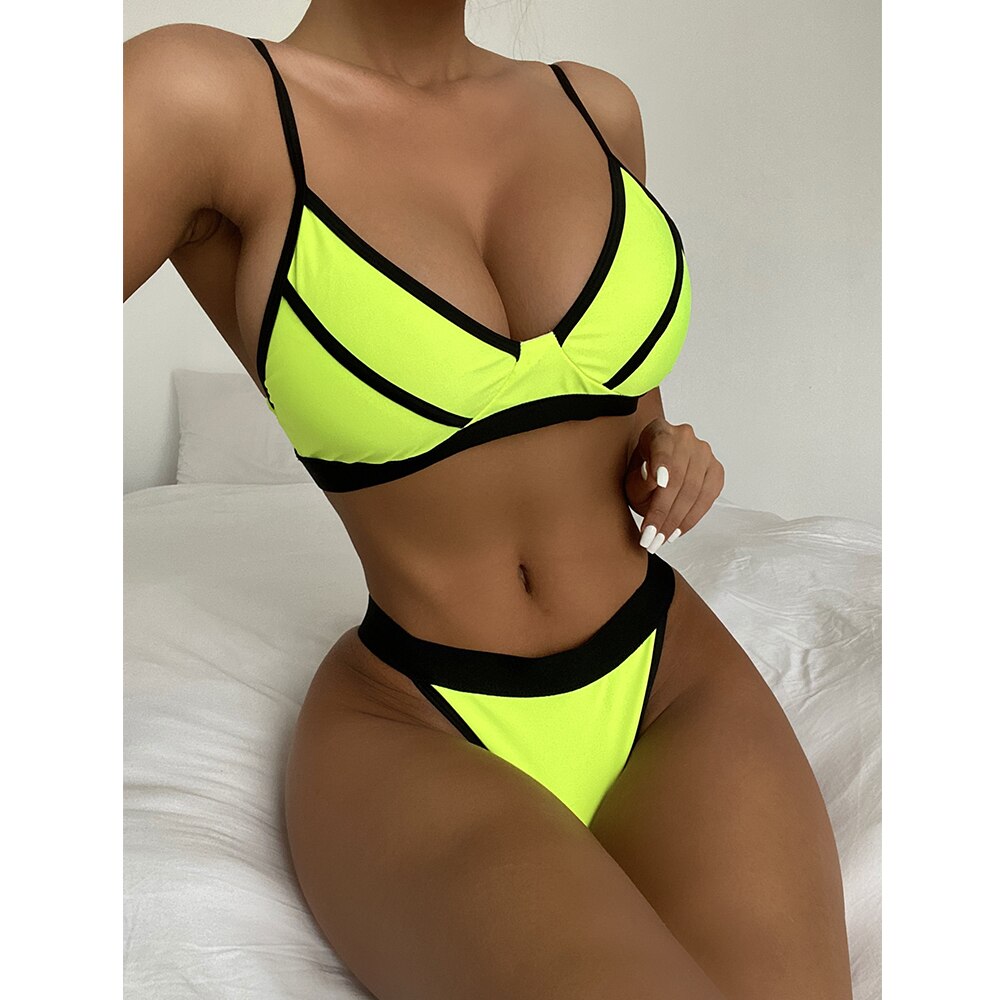 Bikini 2021 New Sexy Splicing Swimwear Women Swimsuit Female Two Pieces Bikini Set Low Waist Bathing Suits Beach Wear Swim Lady - DreamWeaversStore