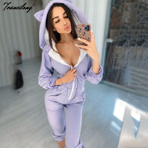 Women Lounge Wear Cotton Solid Jumpsuit Sports Casual Rompers Female Long Sleeve Pockets Overalls Skinny Winter Fashion 2020 - DreamWeaversStore