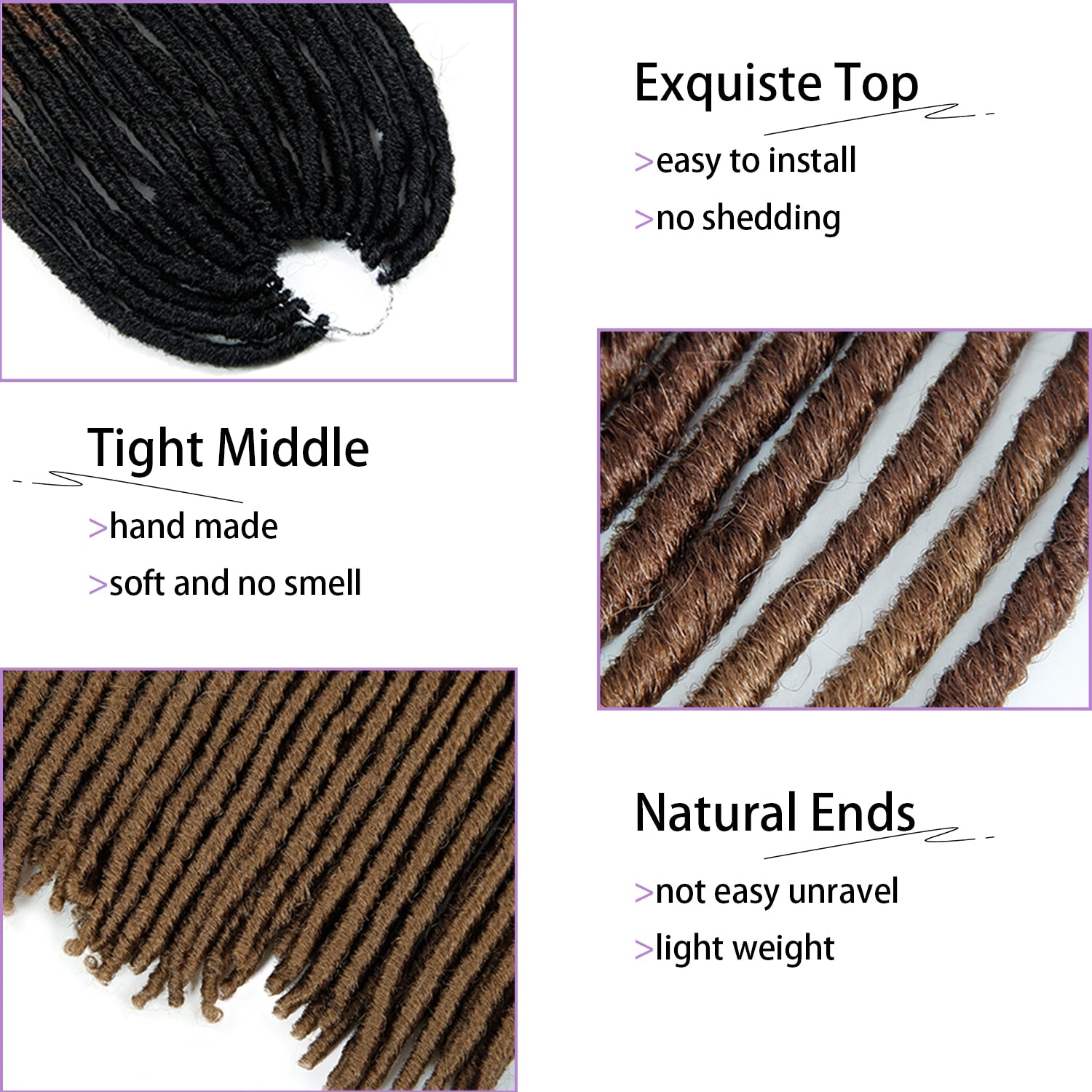 Ombre Crochet Braids Hair Synthetic Braiding Hair Extensions Goddess Straight Faux Locs 18Inches Soft Dreads Dreadlocks Hair - DreamWeaversStore