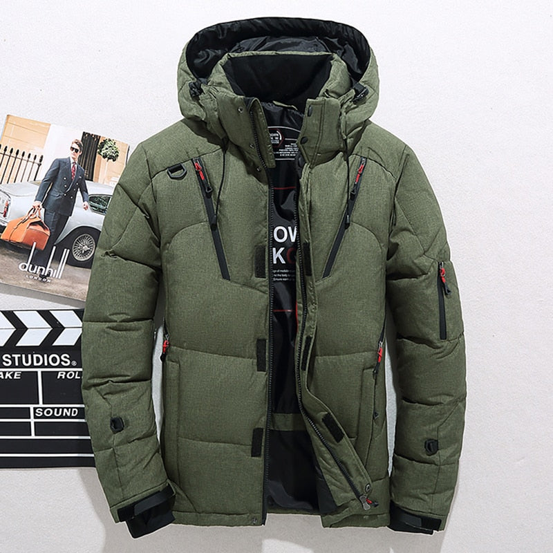 Men's White Duck Down Jacket Warm Hooded Thick Puffer Jacket Coat Male Casual High Quality Overcoat Thermal Winter Parka Men - DreamWeaversStore