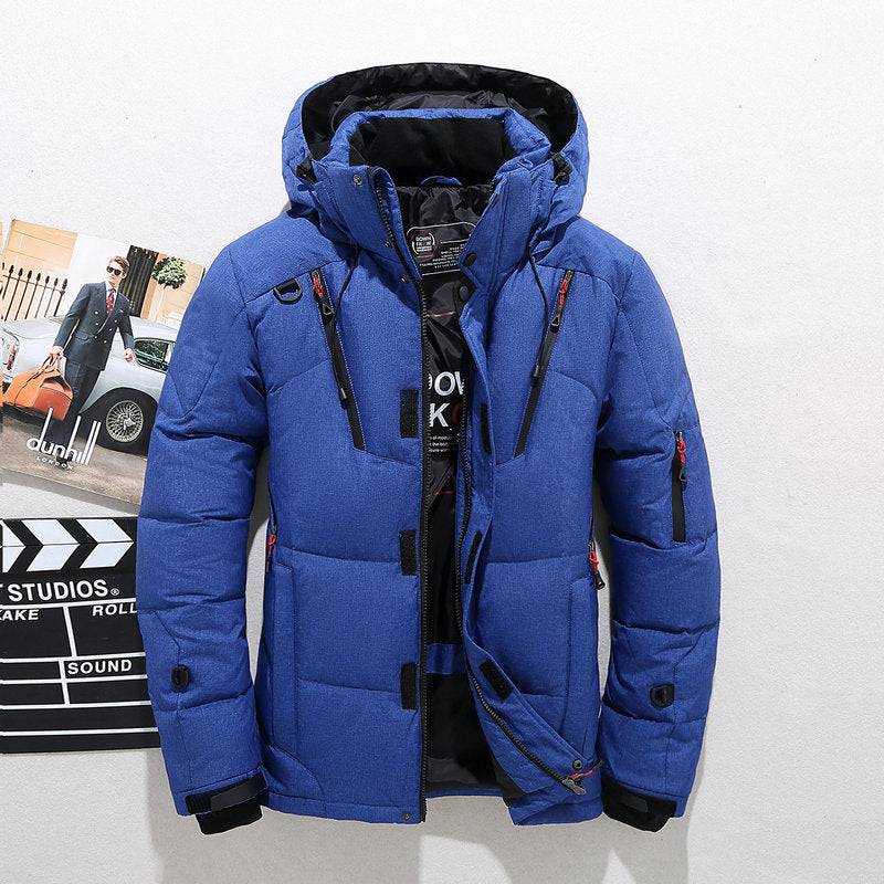 Men's White Duck Down Jacket Warm Hooded Thick Puffer Jacket Coat Male Casual High Quality Overcoat Thermal Winter Parka Men - DreamWeaversStore