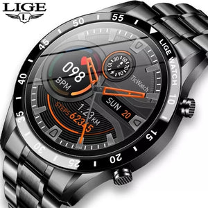 LIGE 2022 Full circle touch screen steel Band luxury Bluetooth call Men smart watch Waterproof Sport Activity fitness watch+box - DreamWeaversStore