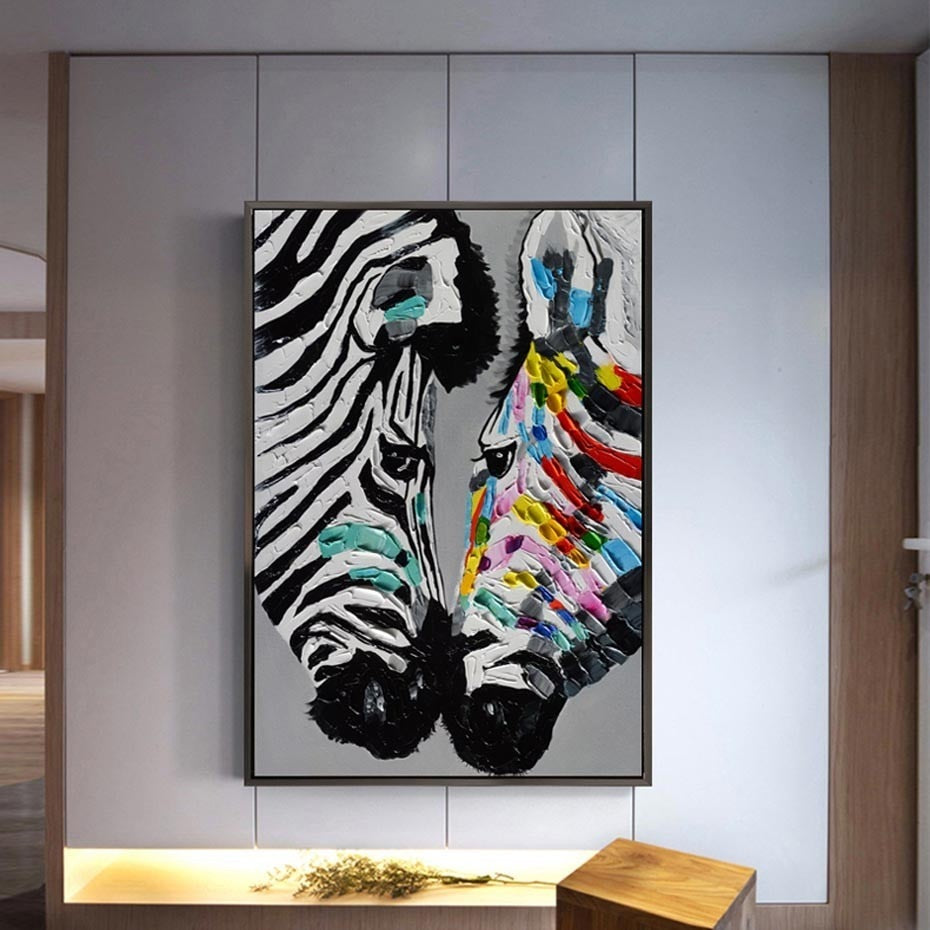 Fashion Modern Abstract Animals Printed Zebra Poster Oil Painting On Canvas Picture Wall Art for Living Room Home Decor - DreamWeaversStore