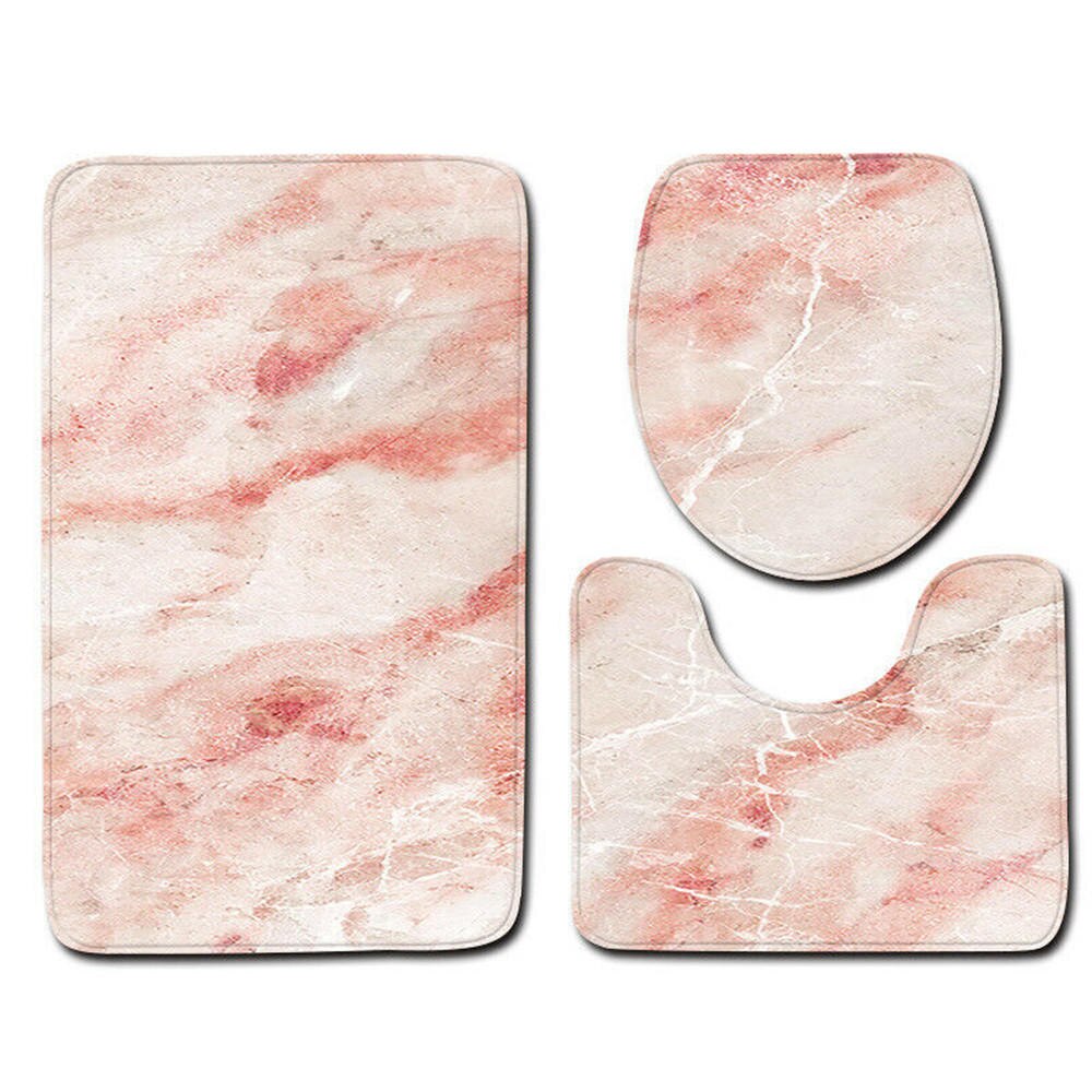 3 Pieces Set Flannel Floor Mat Door Mat Bathroom Carpet Waterproof Bathroom Carpets Toilet Seat Cover Floor Mat Bathroom Decor - DreamWeaversStore