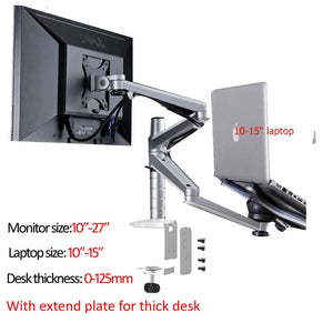 OA-7X Multimedia Desktop Dual Arm 27inch LCD Monior Holder+ Laptop Holder Stand Table Full Motion Dual Monitor Mount Arm Stand - DreamWeaversStore