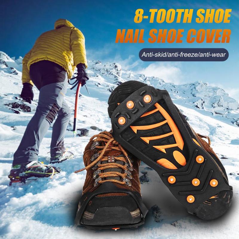 1Pair 8 Studs Anti-Skid Ice Snow Shoe Spiked Climbing Grips Cleat Crampons Climbing Camping Anti Slip Shoes Cover M-XL - DreamWeaversStore