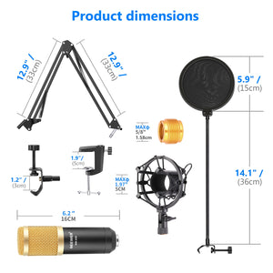 Neewer NW-800 Professional Studio Condenser Mic & NW-35 Adjustable Recording Mic Suspension  Arm Stand with Shock Mount KIT - DreamWeaversStore