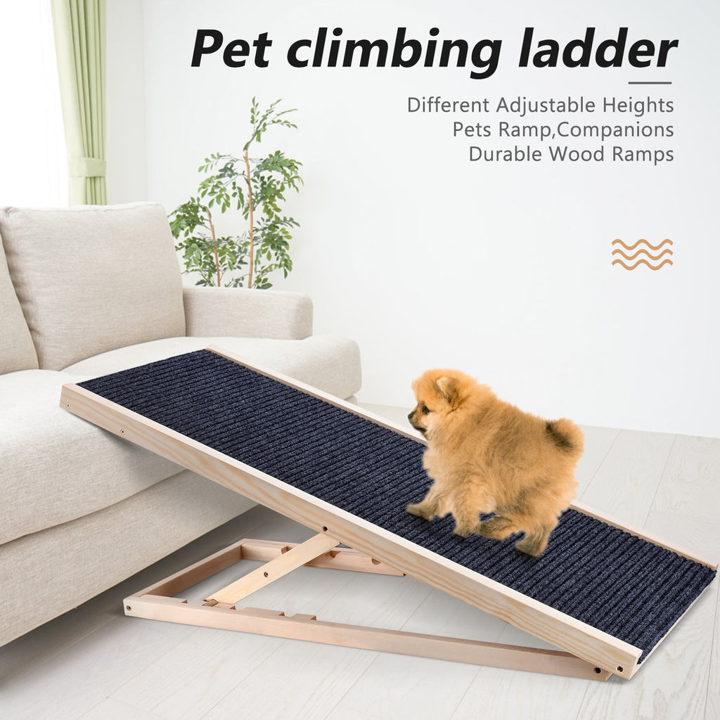 Portable Dog Car Step Stairs Ramp Ladder Support Up To 110lb Non-Slip Carpet Surface Adjustable Heights Pets Ramp For Dogs Cats - DreamWeaversStore