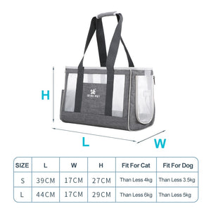 Breathable Pet Dog Cat Single Shoulder Bags Light Portable Four Sides AIRY Dog Handbag Durable Travel Puppy Bag Pet Supplies - DreamWeaversStore