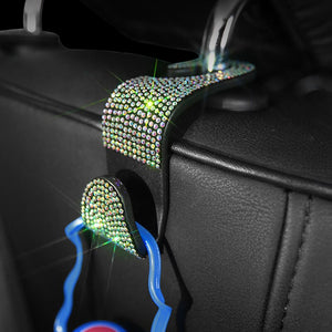 Creative Car Seat Back Hook Diamond Rhinestones Hanger Auto Headrest Objects Support Universal Mount Clips Bling Car Accessories - DreamWeaversStore