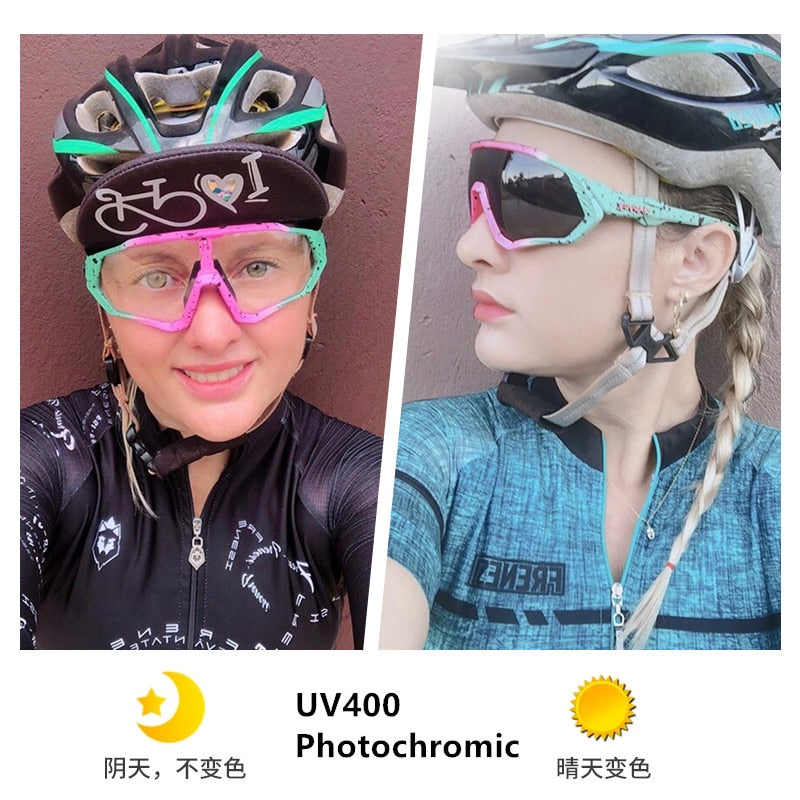 Kapvoe Photochromic Cycling Sunglasses Men Women Sport Road Mtb Mountain Bike Bicycle Glasses Cycling Glasses Eyewear Goggle - DreamWeaversStore