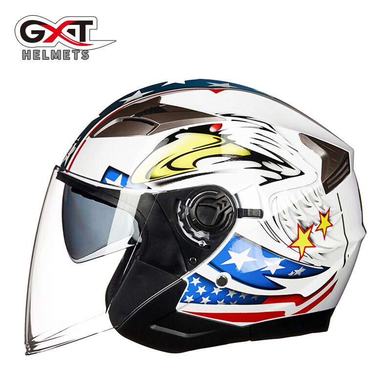 New GXT dual lens motorcycle helmet open face motorcycle helmet electric safety helmet women&#39;s summer unisex  motorcycle helmet - DreamWeaversStore