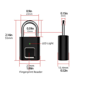 Smart Biometric Thumbprint Door Padlocks Rechargeable Door Lock Fingerprint Smart Padlock USB Keyless Quick Unlock Dropshipping - DreamWeaversStore