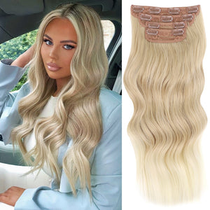 Lativ 4pcs/set Synthetic Long Wavy Hair Extensions Clip In Hair Extensions  Dark Brown Black Hairpiece High Temperature Fiber - DreamWeaversStore