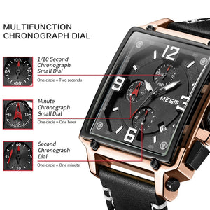 MEGIR Creative Men Watch Top Brand Luxury Chronograph Quartz Watches Clock Men Leather Sport Army Military Wrist Watches Saat - DreamWeaversStore