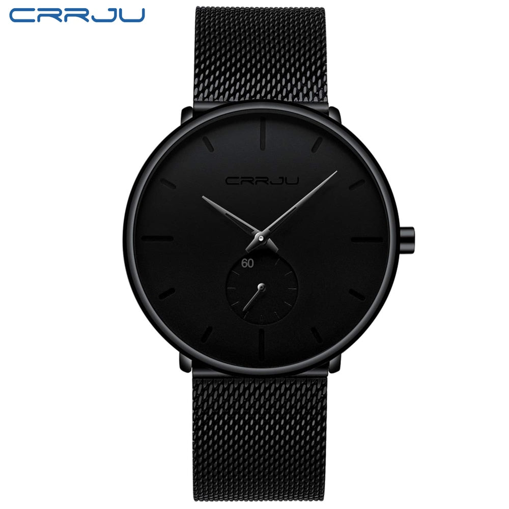 CRRJU Fashion Blue Men Watch Top Luxury Brand Minimalist Ultra-thin Quartz Watch Casual Waterproof Clock Relogio Masculino - DreamWeaversStore