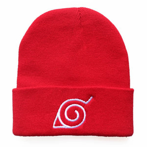 Autumn Winter Anime Hat Akatsuki Cosplay Red Cloud Embroidery Knitted Hat Woolen Cap Keep Warm Unisex - DreamWeaversStore