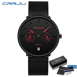 Mens Watches CRRJU Full Steel Casual Waterproof Watch for Man Sport Quartz Watch Men&#39;s Dress Calendar Watch Relogio Masculino - DreamWeaversStore