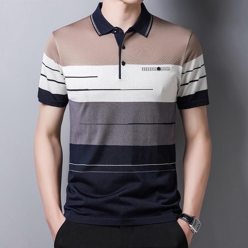 2021 Brand Short Sleeve Polo Tee Shirt Men Casual Summer Striped Men's Clothing Polos Shirts Mens Fashion Slim Fit Poloshirt 722 - DreamWeaversStore