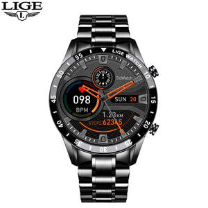 LIGE 2021 Full Circle Touch Screen Steel Band Luxury Bluetooth Call Men Smart Watch Waterproof Sport Activity Fitness Watch+Box - DreamWeaversStore