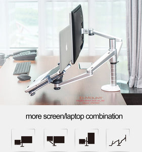 OA-7X Multimedia Desktop Dual Arm 27inch LCD Monior Holder+ Laptop Holder Stand Table Full Motion Dual Monitor Mount Arm Stand - DreamWeaversStore