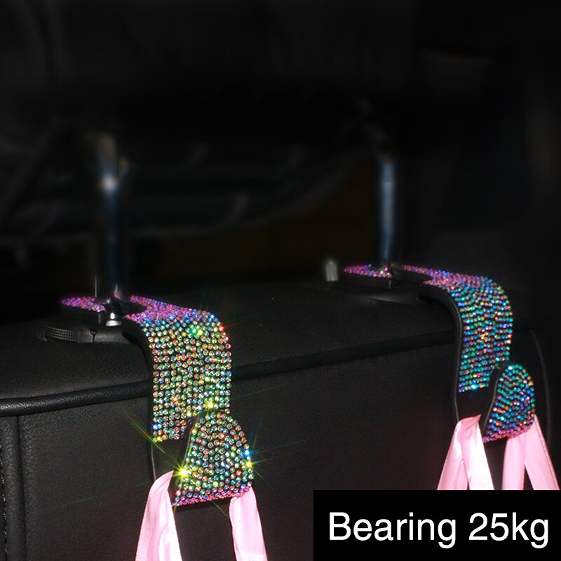 Creative Car Seat Back Hook Diamond Rhinestones Hanger Auto Headrest Objects Support Universal Mount Clips Bling Car Accessories - DreamWeaversStore