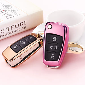 TPU Car Key Case Auto Key Protection Cover For Audi C6 A7 A8 R8 A1 A3 A4 A5 Q7 Car Holder Shell Colorful Car-Styling Accessories - DreamWeaversStore