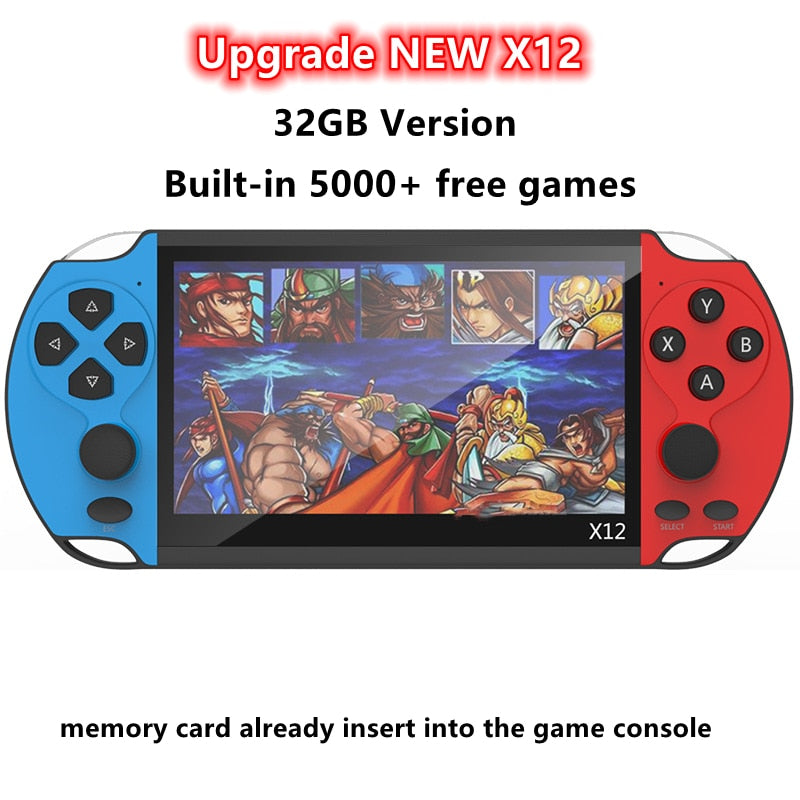 X12 Gaming 5.1 inch Handheld Portable Game Console 8GB preinstalled 2000 free games support TV Out video game machine boy player - DreamWeaversStore