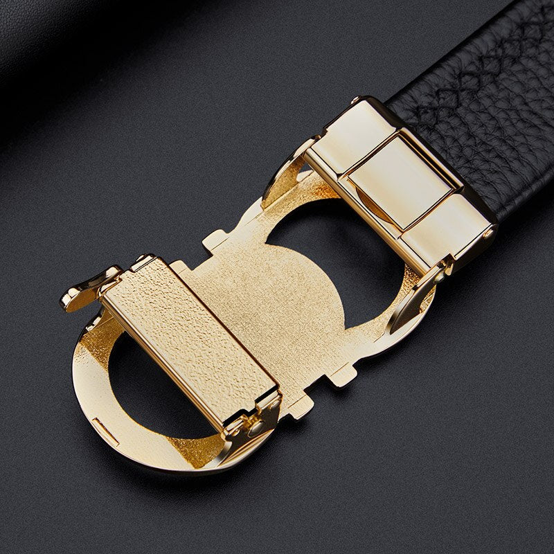 WILLIAMPOLO 2021 Full-grain leather Brand Belt Men Top Quality Genuine Luxury Leather Belts Strap Male Metal Automatic Buckle - DreamWeaversStore