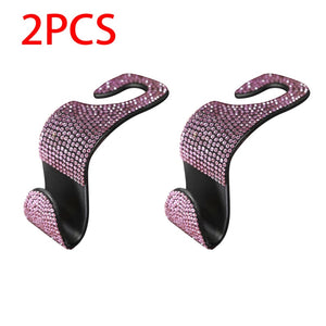 Creative Car Seat Back Hook Diamond Rhinestones Hanger Auto Headrest Objects Support Universal Mount Clips Bling Car Accessories - DreamWeaversStore