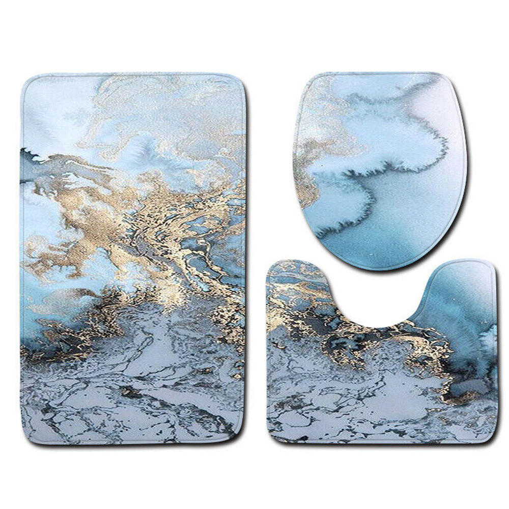 3 Pieces Set Flannel Floor Mat Door Mat Bathroom Carpet Waterproof Bathroom Carpets Toilet Seat Cover Floor Mat Bathroom Decor - DreamWeaversStore