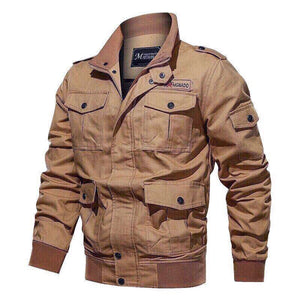 Spring and autumn military jacket male cotton water wash collar pilot cotton jacket large size plus velvet winter youth - DreamWeaversStore