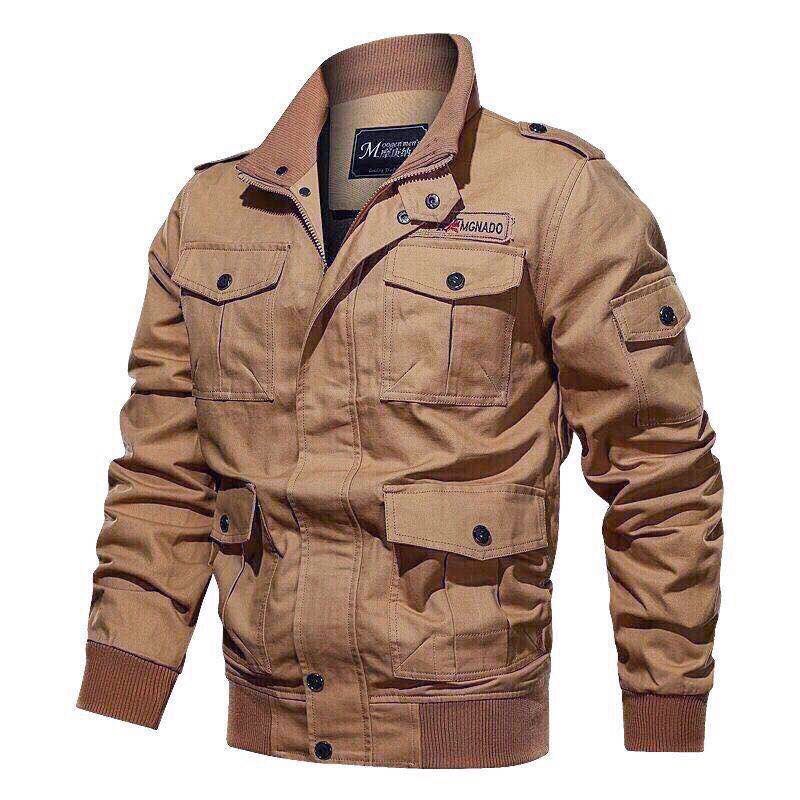 Spring and autumn military jacket male cotton water wash collar pilot cotton jacket large size plus velvet winter youth - DreamWeaversStore