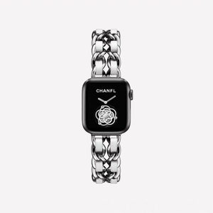 Strap For Apple Watch Series 7 41mm 45mm Chain Link Leather Bracelet For Apple Watch Band 42mm 44mm 40mm 38mm Watchband SE 6 5 4 - DreamWeaversStore